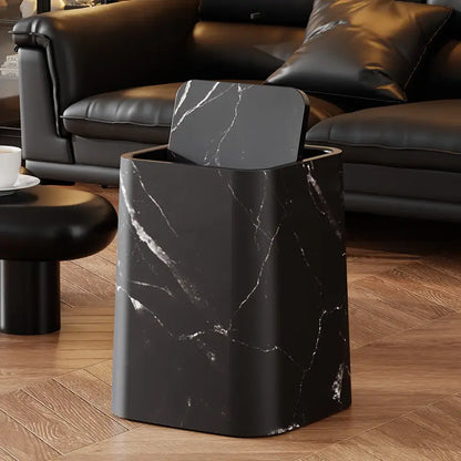 Stylish Marble Waste Bin with Spin Lid