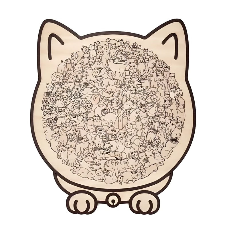 Difficult Wooden Cat Jigsaw Puzzle 135 Pieces