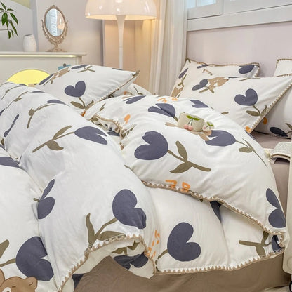 Beautiful Floral 4 Piece Bed Sheet Set