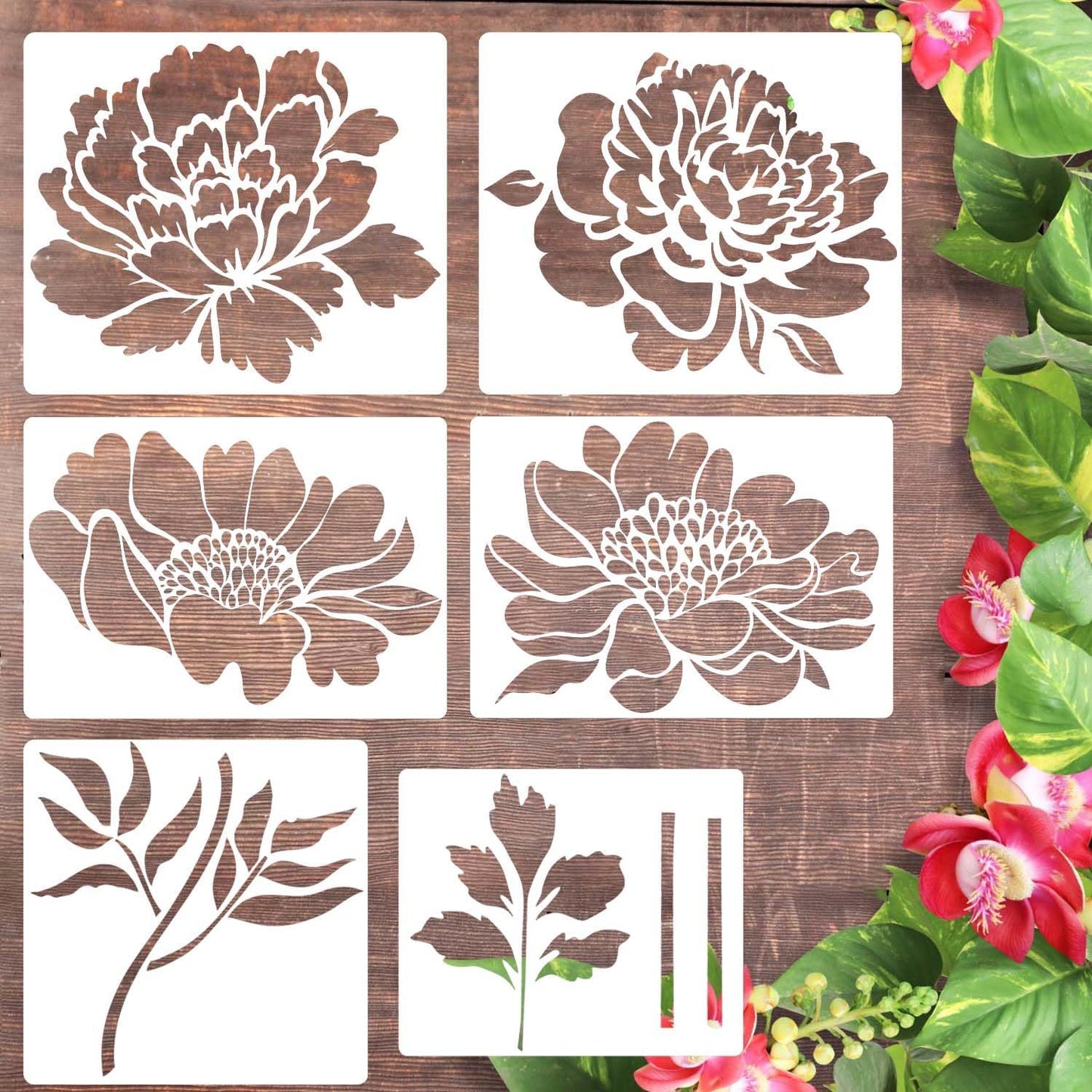 Big Floral Wall Stencil Kit - Outdoor Decor