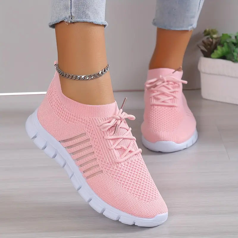 Breathable Mesh Lace-Up Sports Running Sneakers
