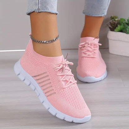 Breathable Mesh Lace-Up Sports Running Sneakers