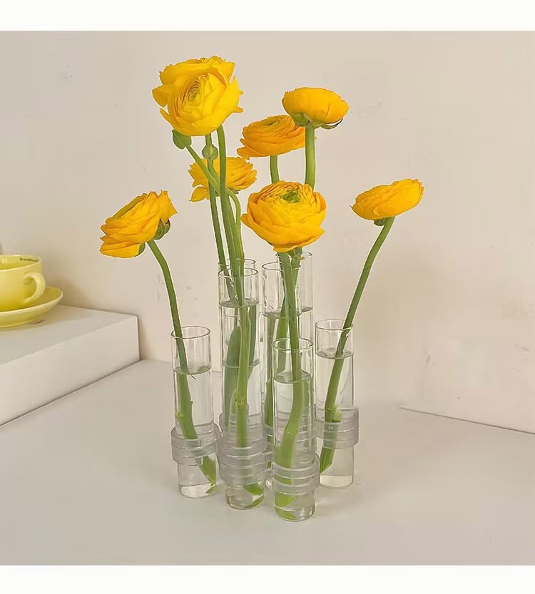 Flexible Flower Clear Glass Vase with Handles