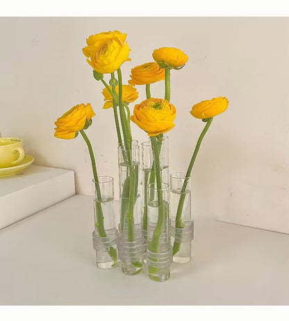 Flexible Flower Clear Glass Vase with Handles