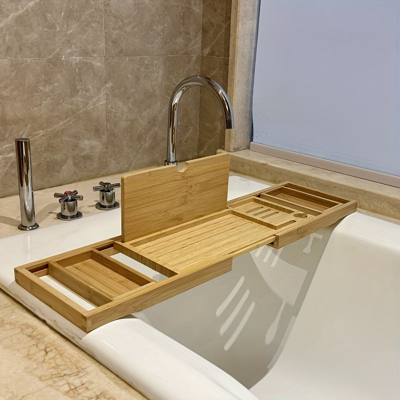 Relaxing Wooden Bath Tray With Expandable Design - Luxicro