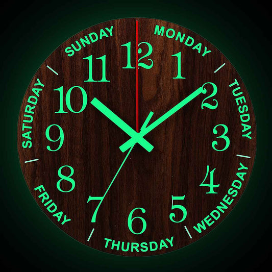 Big Glow Silent 12 Inch Night Light Wall Clock - Luxicro