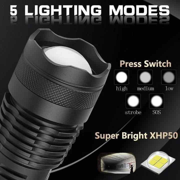 Bright 90000 Lumens LED Flashlight for Outdoor Use