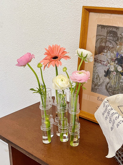 Flexible Flower Clear Glass Vase with Handles