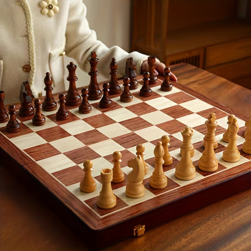 Traditional Wooden Chess Board Set for Home Use