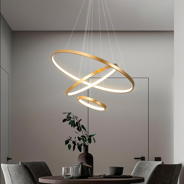 Contemporary Adjustable 3 Ring LED Pendant Lighting Fixture