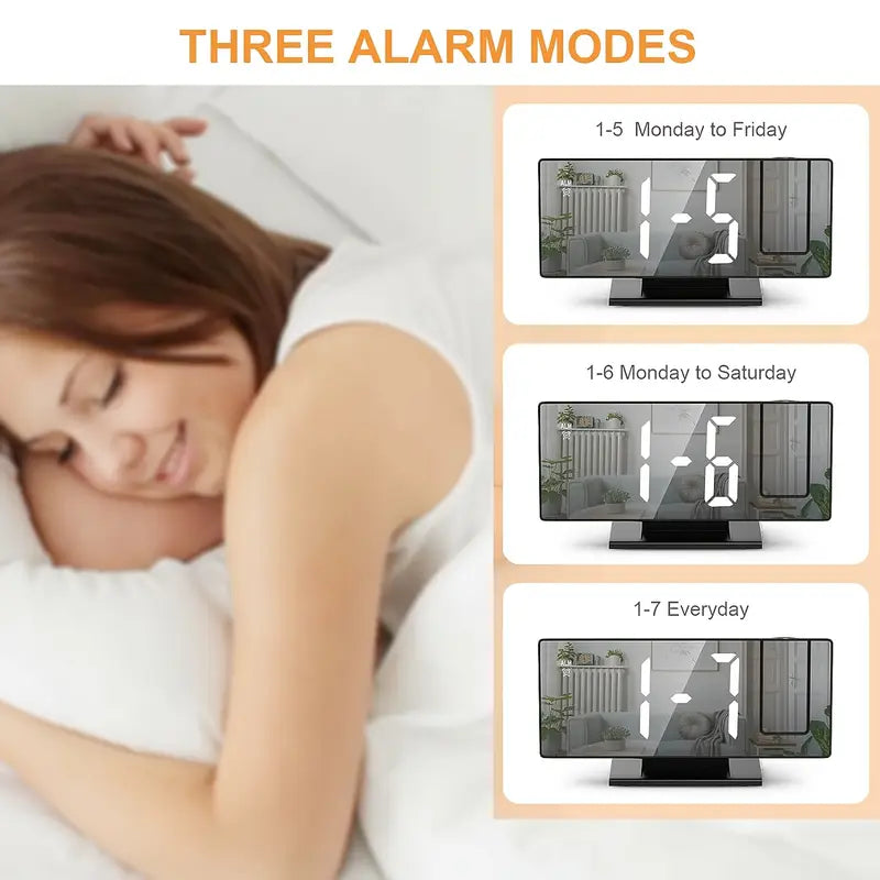Adjustable LED Projection Clock with Temperature Display