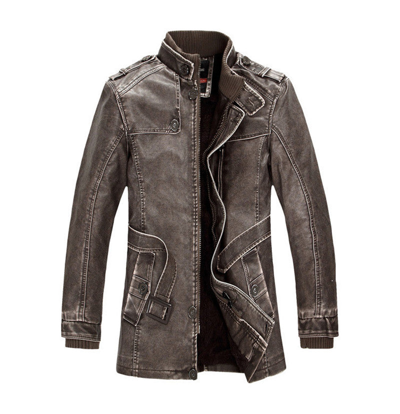 Authentic Mens Faux Leather Jacket - Stylish Zip Up Coat