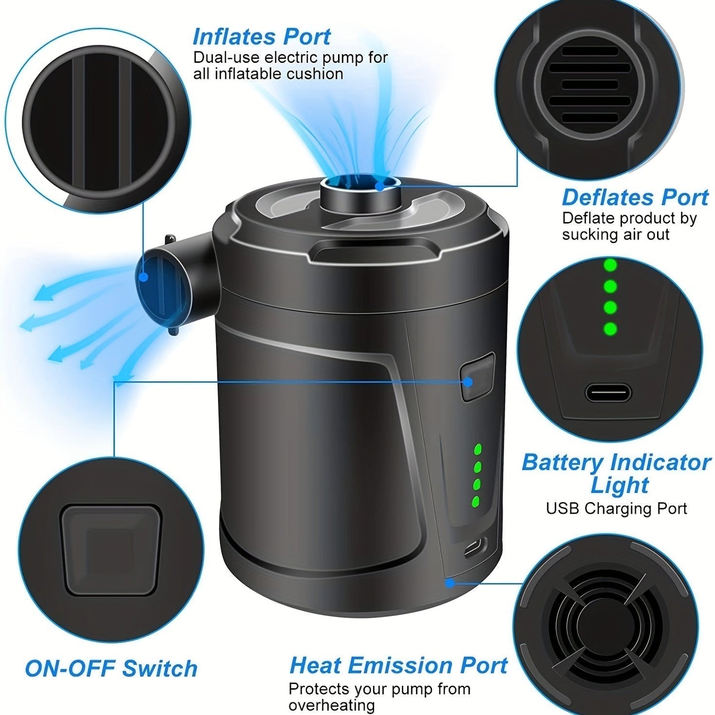 Compact Travel Air Pump Mini Inflator