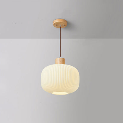 Vintage Wood and Glass Hanging Lamp