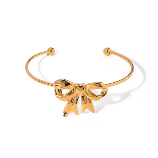 Beautiful Bow Accent Cuff Bangle - Luxicro