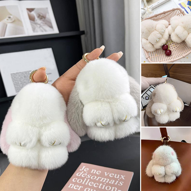 Cute Bunny Pom Pom Keychain Set