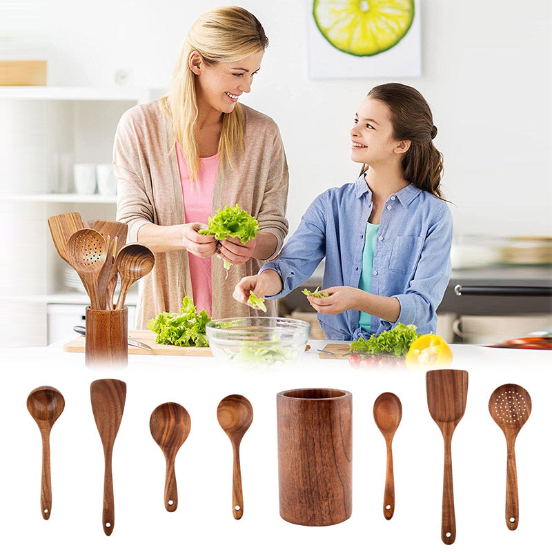 Rustic Wooden Kitchen Utensil Set