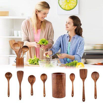 Rustic Wooden Kitchen Utensil Set