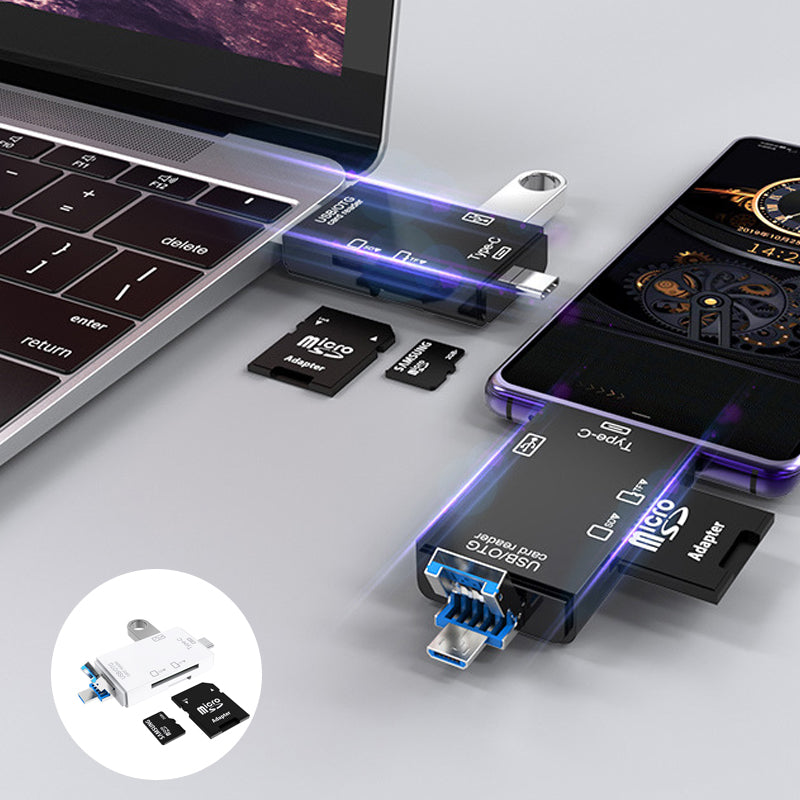 Versatile 6-in-1 USB Card Reader