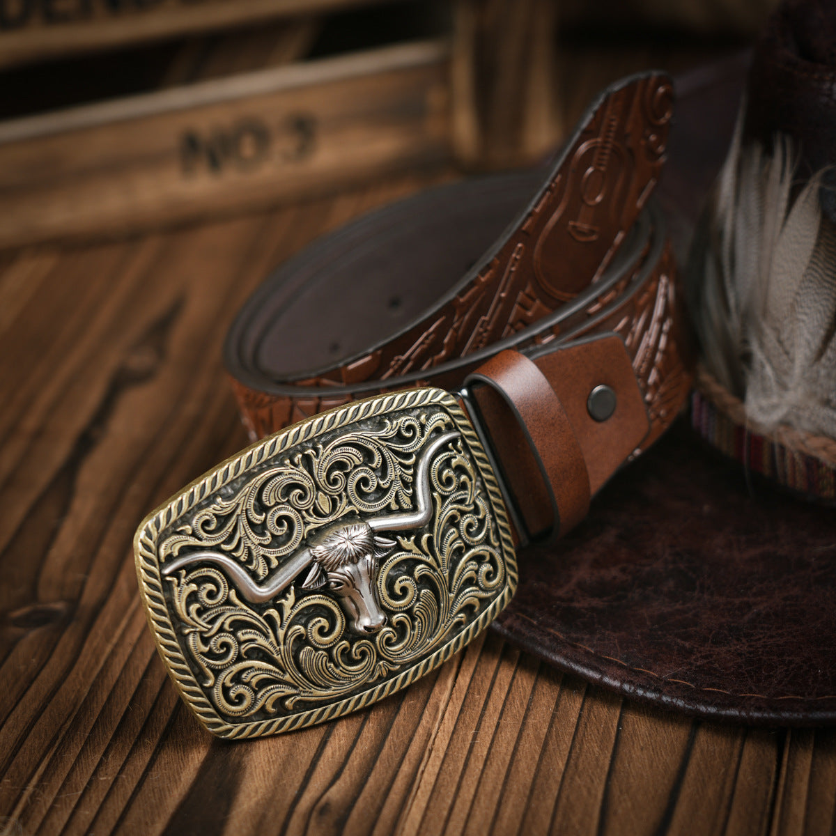 Classic Men's Western Belt Vegan Leather Buckle