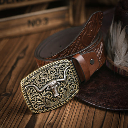 Classic Men's Western Belt Vegan Leather Buckle