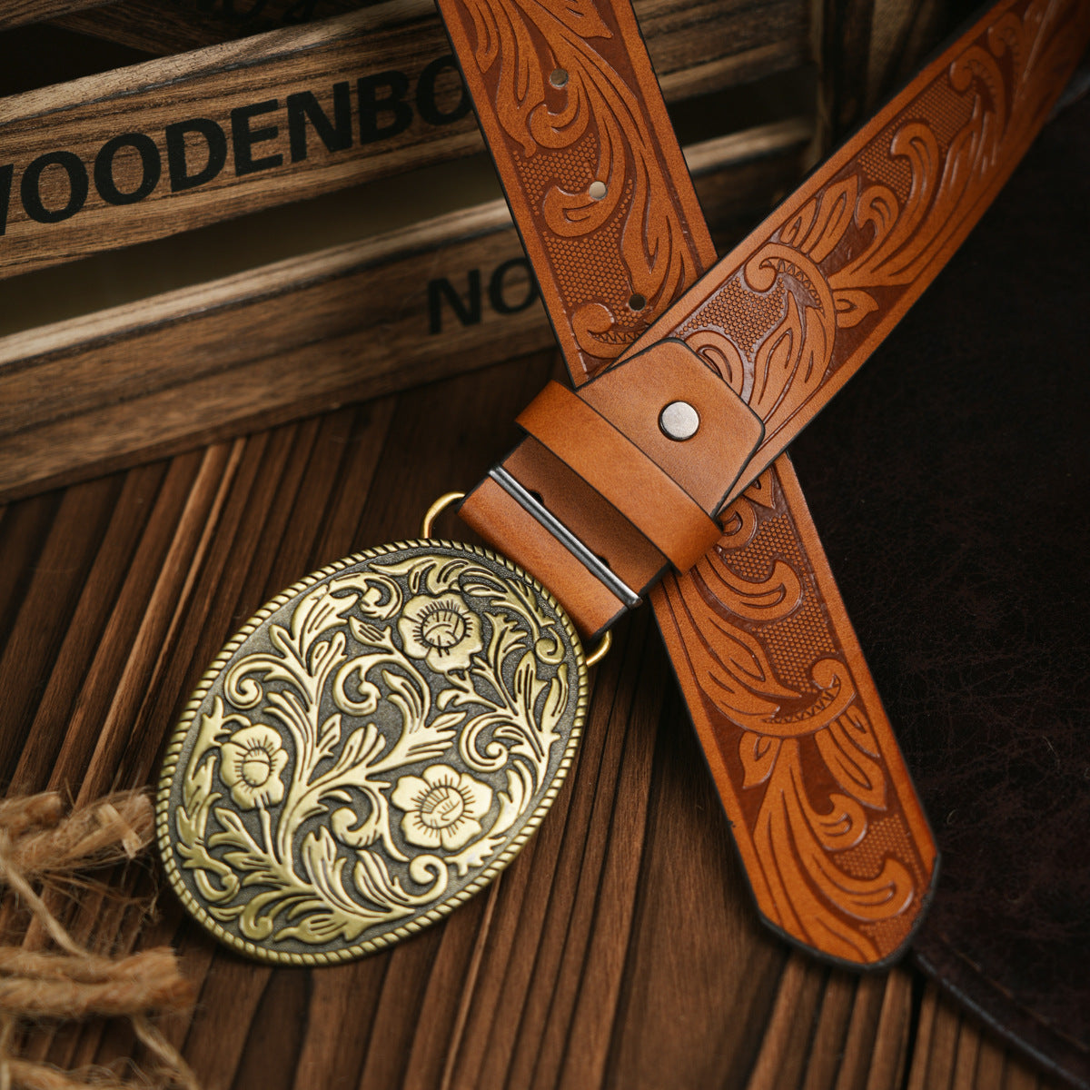 Classic Men's Western Belt Vegan Leather Buckle - Luxicro