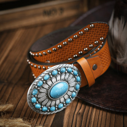 Classic Men's Western Belt Vegan Leather Buckle