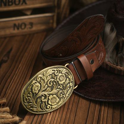 Classic Men's Western Belt Vegan Leather Buckle