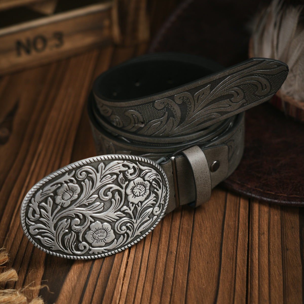 Classic Men's Western Belt Vegan Leather Buckle