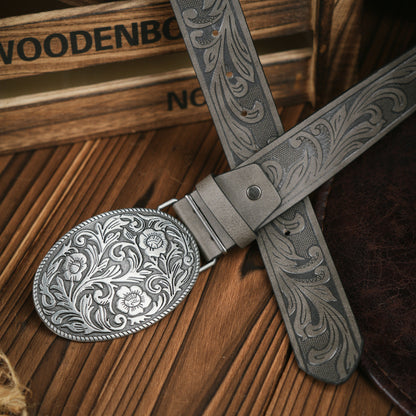 Classic Men's Western Belt Vegan Leather Buckle