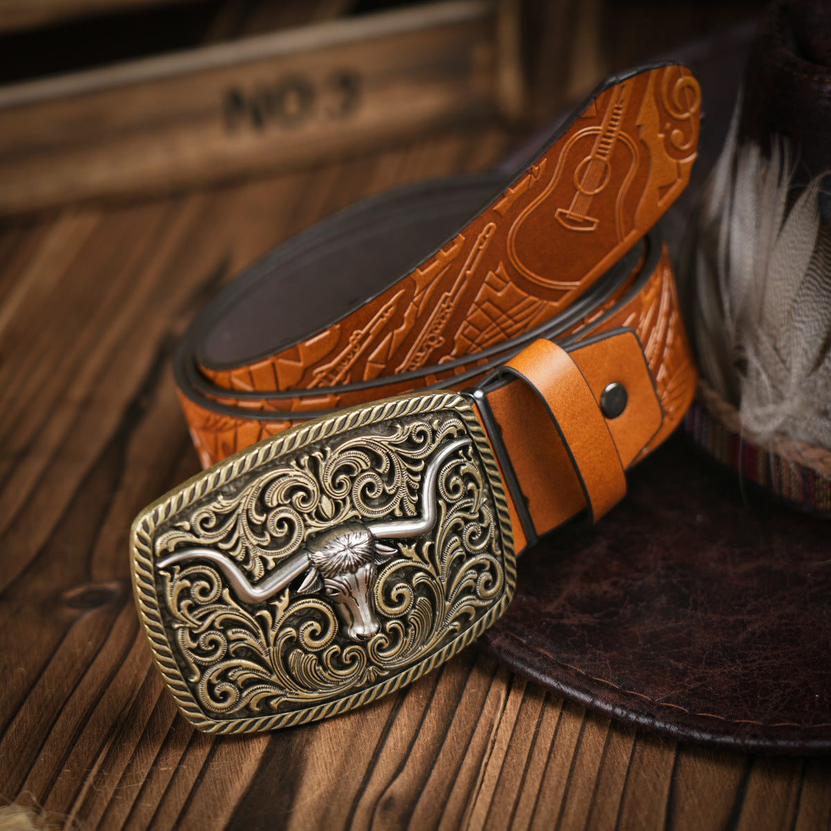 Classic Men's Western Belt Vegan Leather Buckle