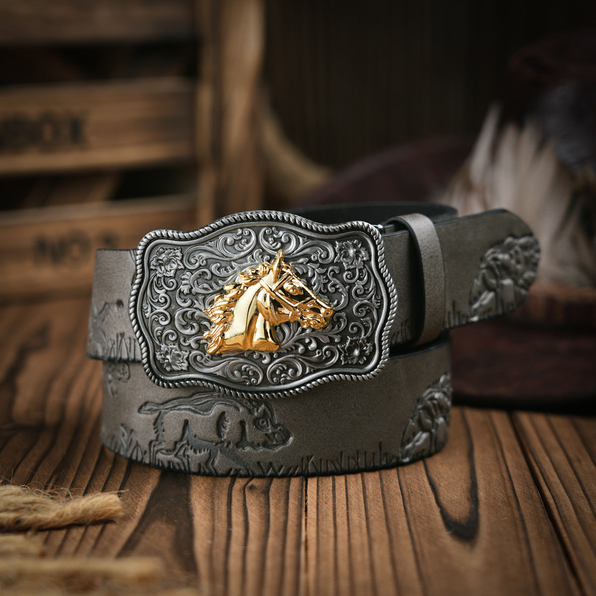 Classic Men's Western Belt Vegan Leather Buckle