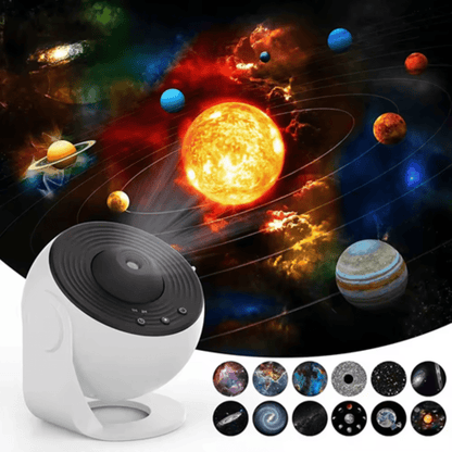 Cosmic Star Projector with Galaxy Discs and Timer