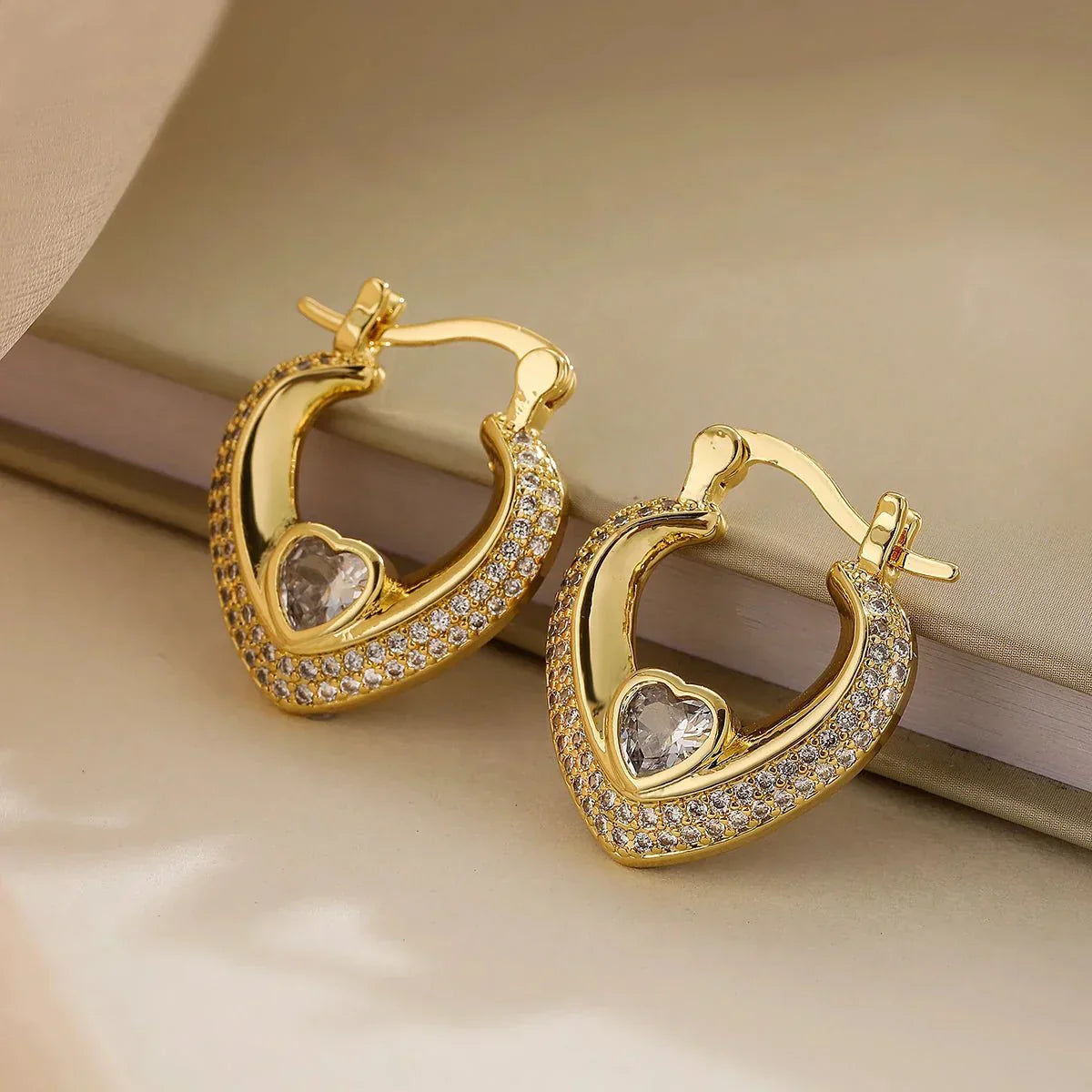 Glamorous Heart Shaped Diamond Earrings