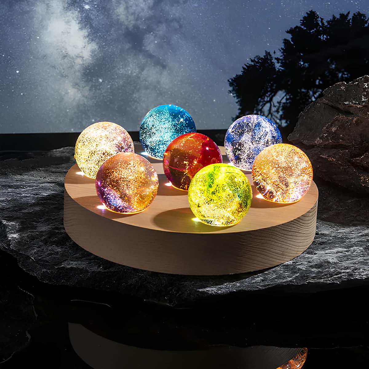 Vibrant Neon Glow Crystal Orbs