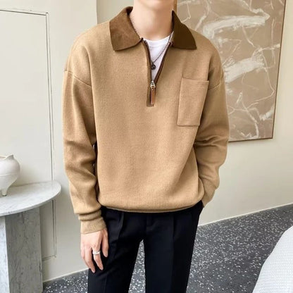 Breathable Mens Half Zip Sweater - Classic Fit, Soft Knit