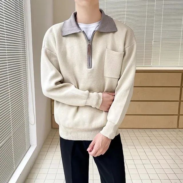 Breathable Mens Half Zip Sweater - Classic Fit, Soft Knit