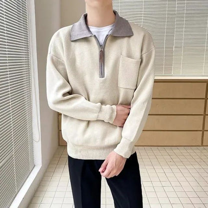 Breathable Mens Half Zip Sweater - Classic Fit, Soft Knit