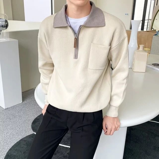 Breathable Mens Half Zip Sweater - Classic Fit, Soft Knit - Luxicro