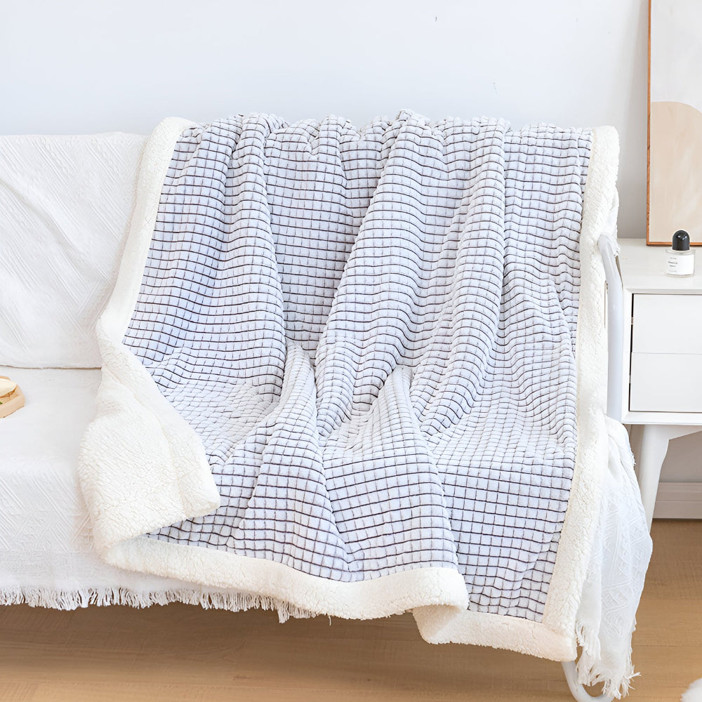 Cozy Fleece Waffle Throw Blanket