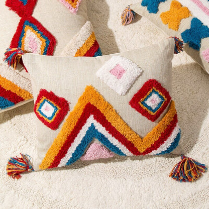 Vibrant Pattern Throw Pillow in Boho Style