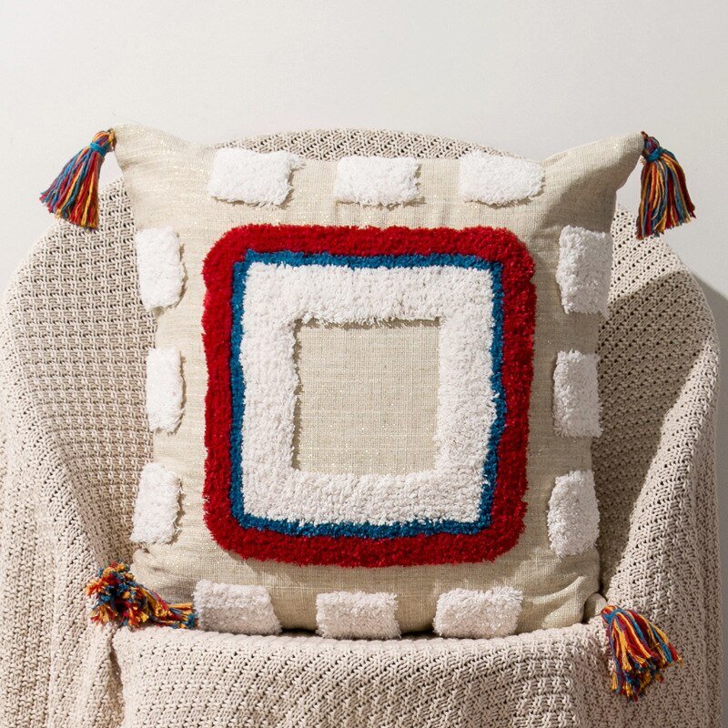 Vibrant Pattern Throw Pillow in Boho Style