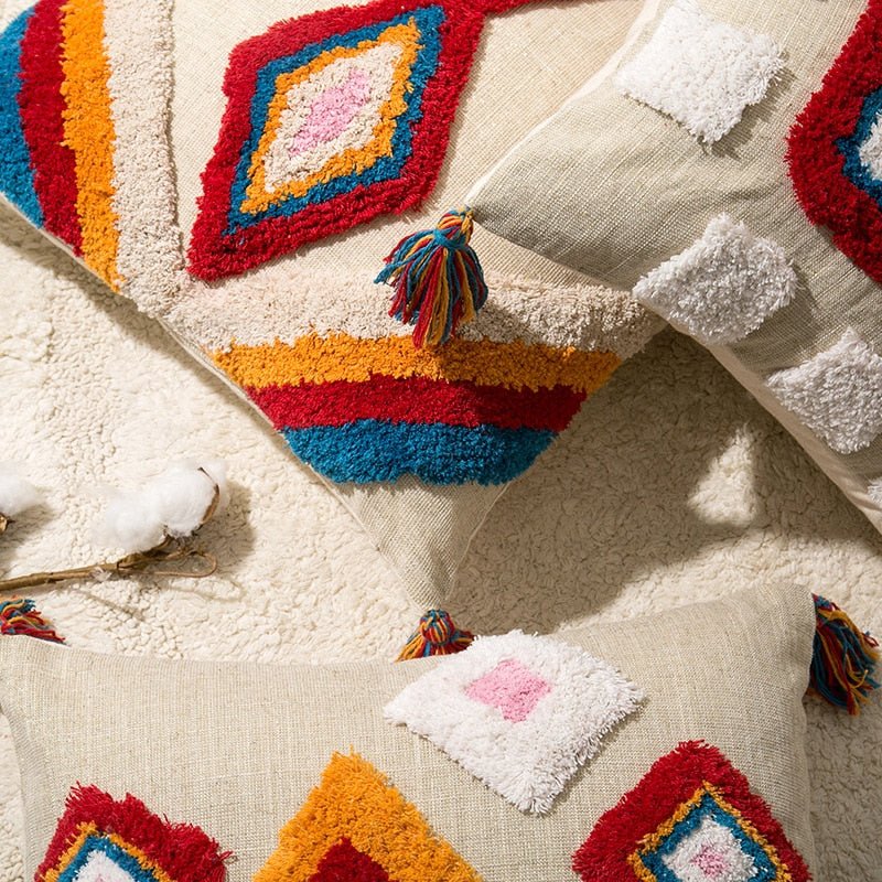 Vibrant Pattern Throw Pillow in Boho Style