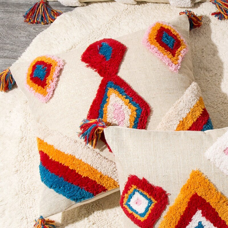 Vibrant Pattern Throw Pillow in Boho Style