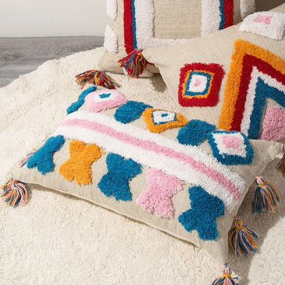 Vibrant Pattern Throw Pillow in Boho Style