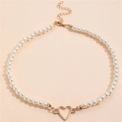 Dainty Heart Pearl Pendant Necklace