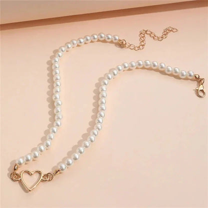 Dainty Heart Pearl Pendant Necklace