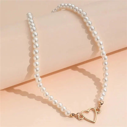 Dainty Heart Pearl Pendant Necklace
