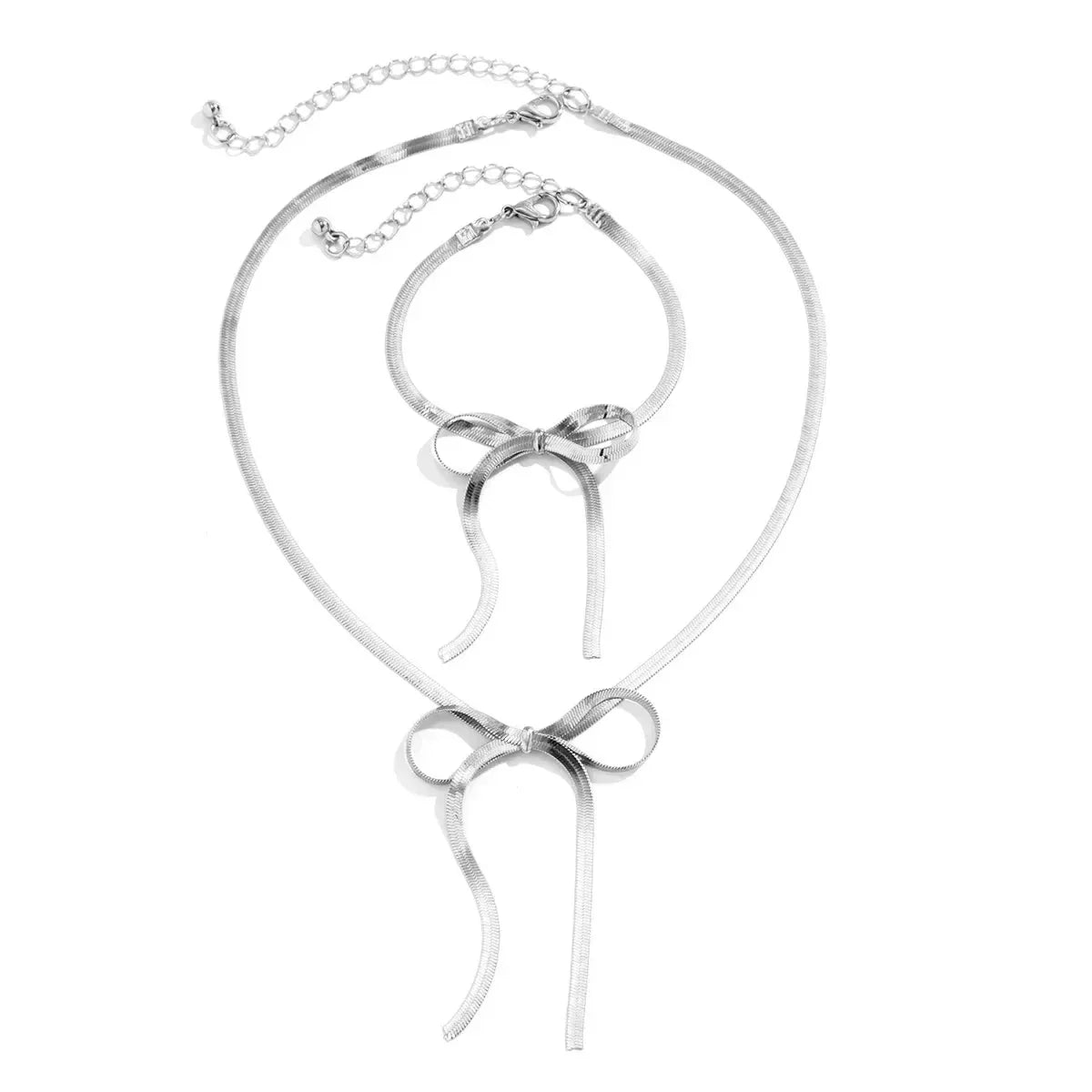 Delicate Chain Link Charm Necklace and Bangle Set