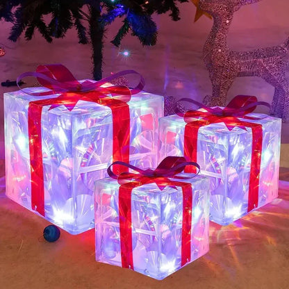 Bright LED Gift Boxes Set of 3 Christmas Decorations